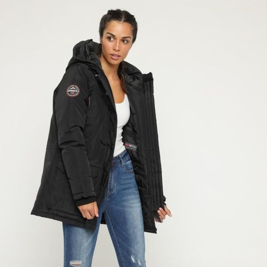 Parka Longue Chaude Geographical Norway Pour Femme - Manteau D'Hiver Avec Capuche à Fausse Fourrure