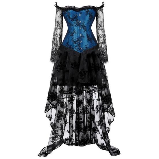 Robe Noire Bustier Dentelle Gothique Hearts & Roses - Taille EU 38 (M) - Neuf Sans étiquette