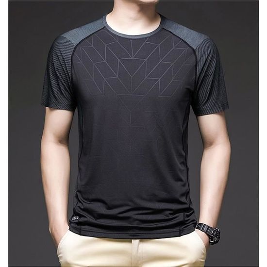 📢50 % de réduction !!! 🎅Ensemble deux pièces décontracté pour homme : t-shirt et pantalon en soie glacée extensible
