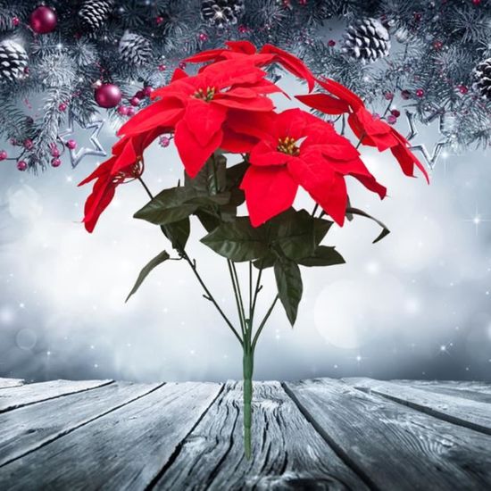1 PC Simulation de fleur artificielle belle décoration de noël Bouquets Poinsettia pour la  FLEUR STABILISEE - FLEUR ETERNELLE
