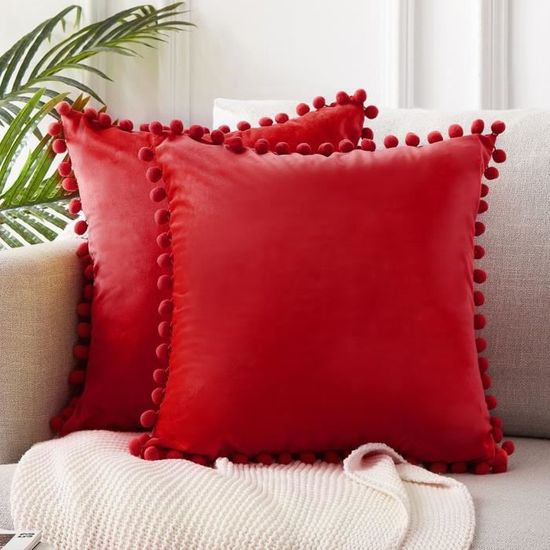 2 Housses De Coussin 35x35 Cm - Extérieur Imperméable, Velours Et Lin - Pour Salon, Jardin, Canapé, Lit