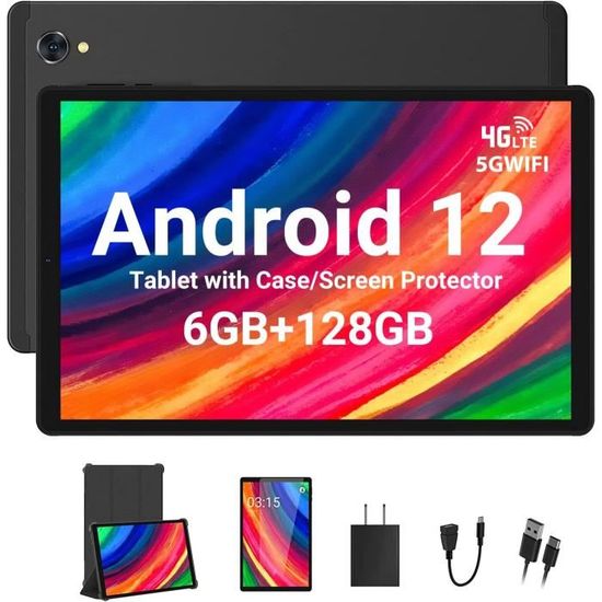 Tablette 10 Pouces Android 12 - Tablette Tactile 5G Wifi, 6Go Ram+128Go ...