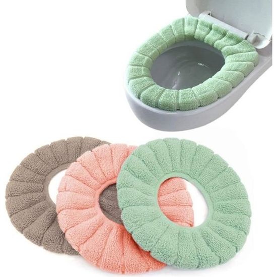 3PCS Housse de Siège de Toilette Multicolore Chaud Protection WC Couvercle pour abattant WC