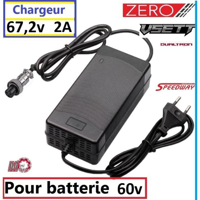 Chargeur trottinette 67,2v 2A pour batterie 60v chargeur rapide pour GX16 pour Zero ,Dualtron,kaabo,vsett trottinette électrique