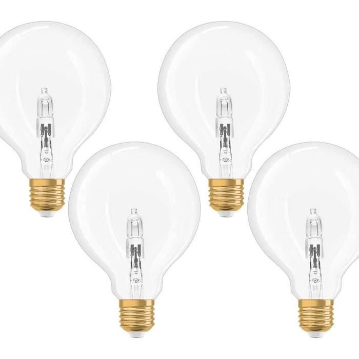 AMPOULE HALOGENE Osram Vintage Edition 1906 Lot de 4 ampoules halogènes Globe G95 20 W = 25 W E27 Transparent Blanc chaud Intens2696