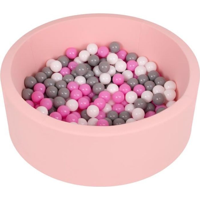 Selonis Piscine À Balles 90X30cm-200 Balles Ronde En Mousse Pour Bébé Enfant, Rose: Gris-Blanc-Rose