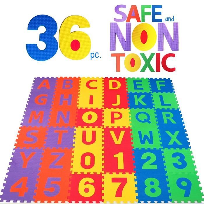 Puzzle tapis mousse non-toxique 36 pcs Jeu éducatif Enfants de développement doux tapis, bébé jouer puzzle nombre/lettre tapis