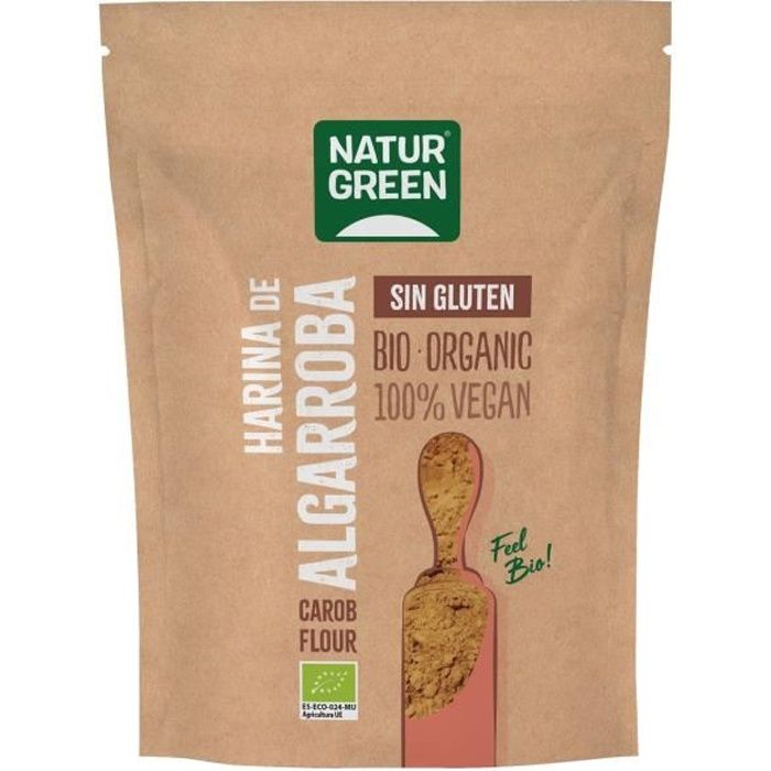 Naturgreen+Farine de caroube bio sans gluten 500 g de poudre