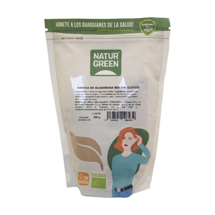 Naturgreen+Farine de caroube bio sans gluten 500 g de poudre