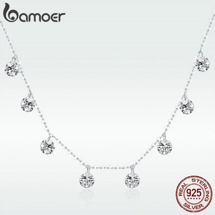 Collier Femme Coeurs entrelacés Cristal Swarovski Element Blanc Zircon de qualité AAA Bijoux Femme Cadeau Bijoux SCN299