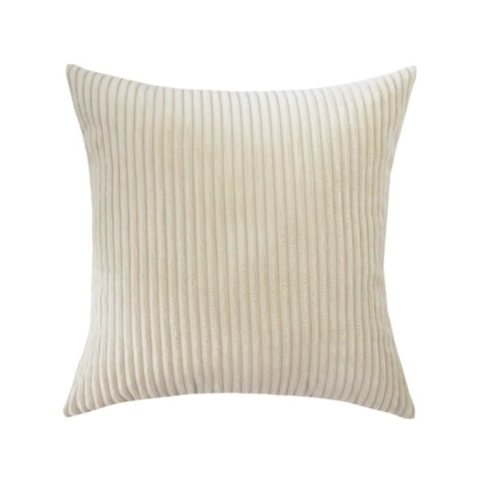 Housse de coussin,Supersoft velours côtelé housse de coussin décor à la maison couvre plaine rayé - Type Khaki-450mmx450mm