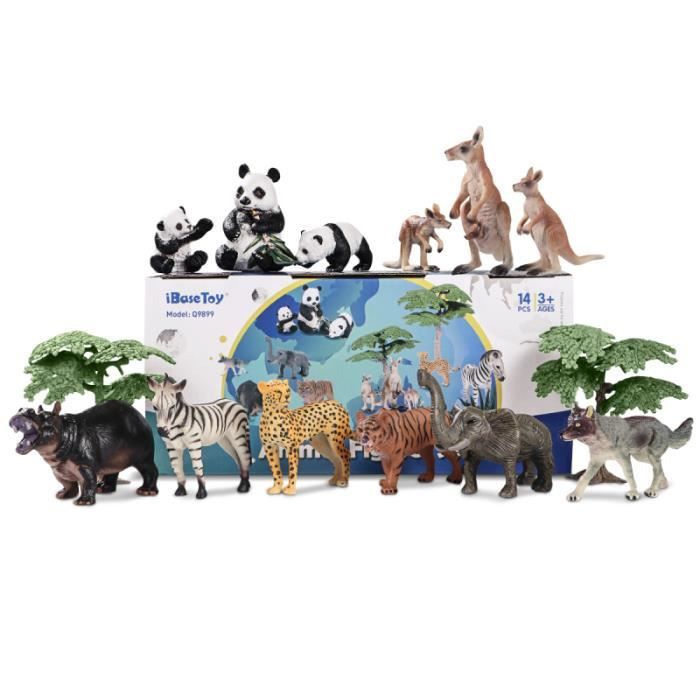 IbaseToy 14pcs Forêt pédagogique Animaux Modèle Fête des enfants pour figurine miniature - personnage miniature monde miniature