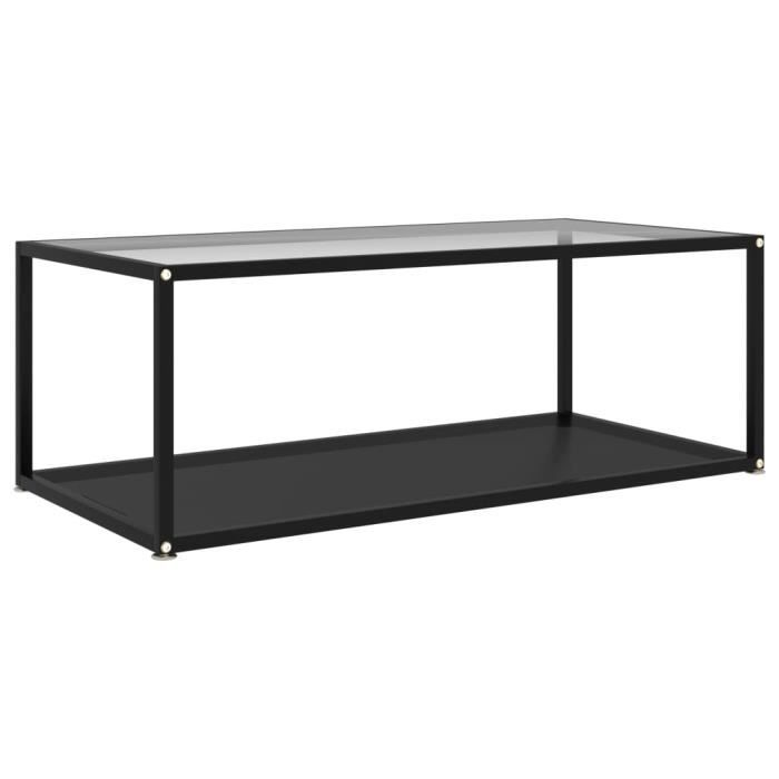 BEB Table à thé Transparent et noir 100x50x35 cm Verre trempé