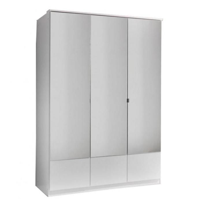 Armoire penderie DINGLE 3 portes miroirs largeur 135 blanche blanc Bois Inside75