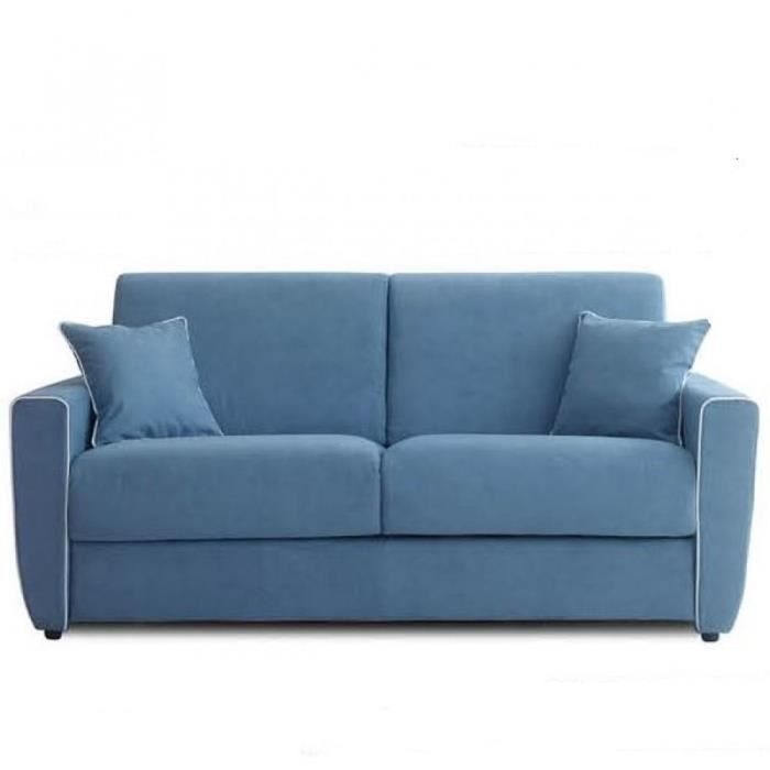 Canapé droit 3 places Bleu Tissu Confort