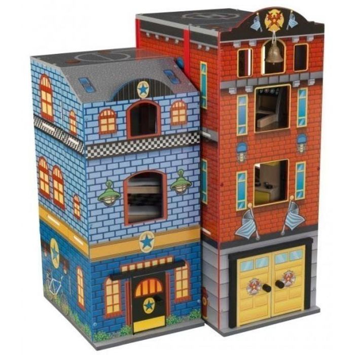 KIDKRAFT - Ensemble en bois pompiers policiers