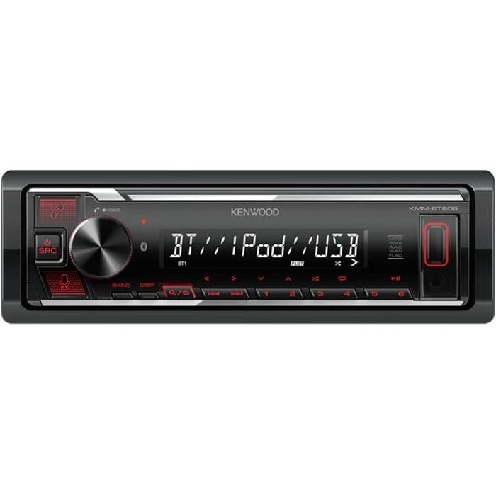Kenwood KMM-BT206 - Autoradio MP3 / RDS avec écran LCD port USB pour iPod / iPhone / Android, Bluetooth, entrée AUX, compatibilité