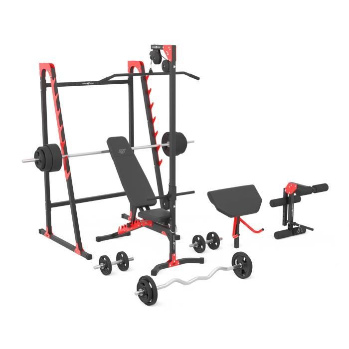 Marbo Sport Set MH26_144KG - MH-L115 + MH-S20 + entraînement des jambes + traction + banc Scott + barres d'haltères / disques 83 kg