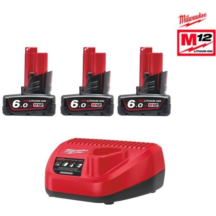 Pack 3x6 Ah M12 NRG-201 12 V - MILWAUKEE - 4933459208