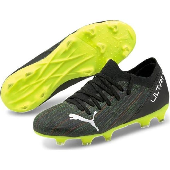 Chaussures de football enfant Puma Ultra 3 2 FG/AG - noir/blanc/jaune fluo - 37
