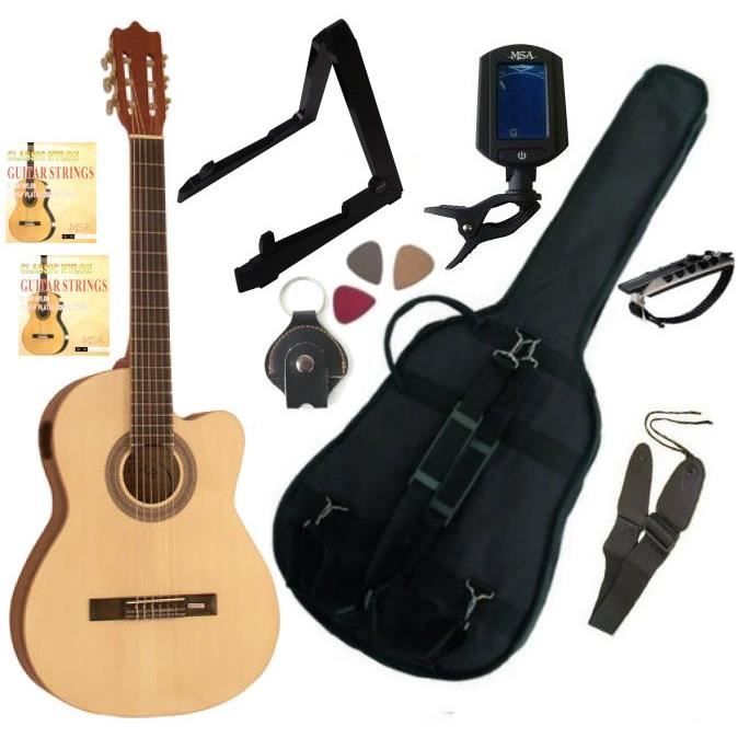 PACK Guitare Électro-Classique Nature Cordes D'addario 9 Accessoires