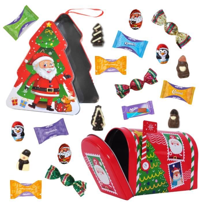 Sapin et Boites aux lettres garnis de chocolats Milka et sujets de Noël