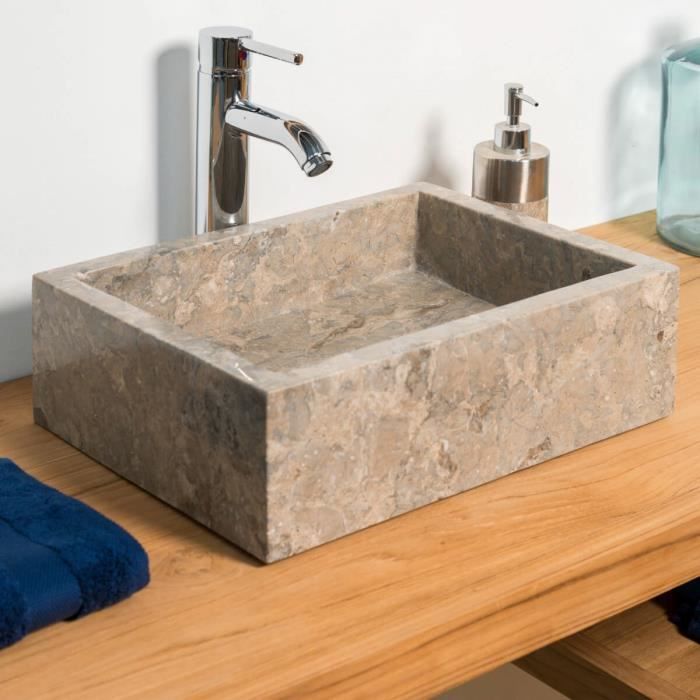 Vasque salle de bain à poser milan rectangle 30cm x 40cm gris taupe