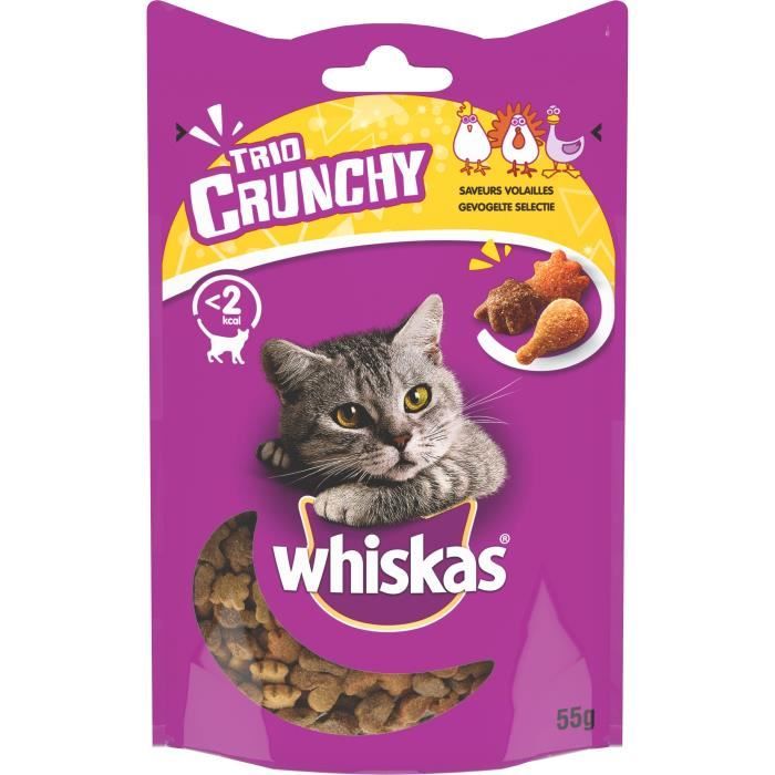 WHISKAS Trio crunchy saveur volaille - Pour chat - 55 g