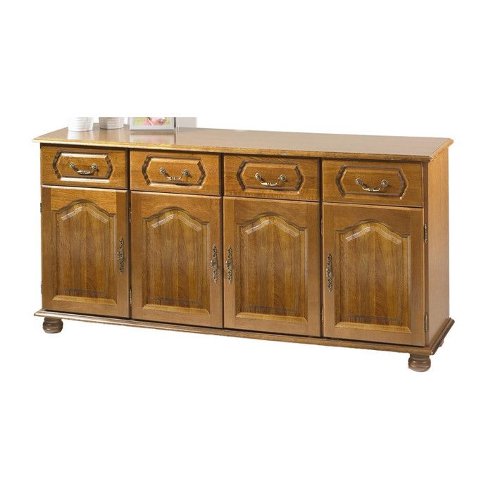 Meuble Enfilade Chêne 4 Portes 4 Tiroirs 6 Niches L 158.8 H 77 P 41 cm - L 158.8 x l 41 x H 77 cm Meuble Enfilade Chêne 4 Portes 4 Tiroirs 6 Niches L 158.8 H 77 P 41 cm - L 158.8 x l 41 x H 77 cm