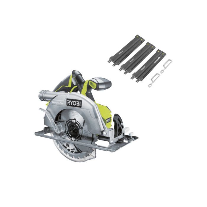 Pack RYOBI Scie circulaire R18CS7 0 brushless 18V One+ 60mm sans batterie ni chargeur Guide de coupe RAK03SR