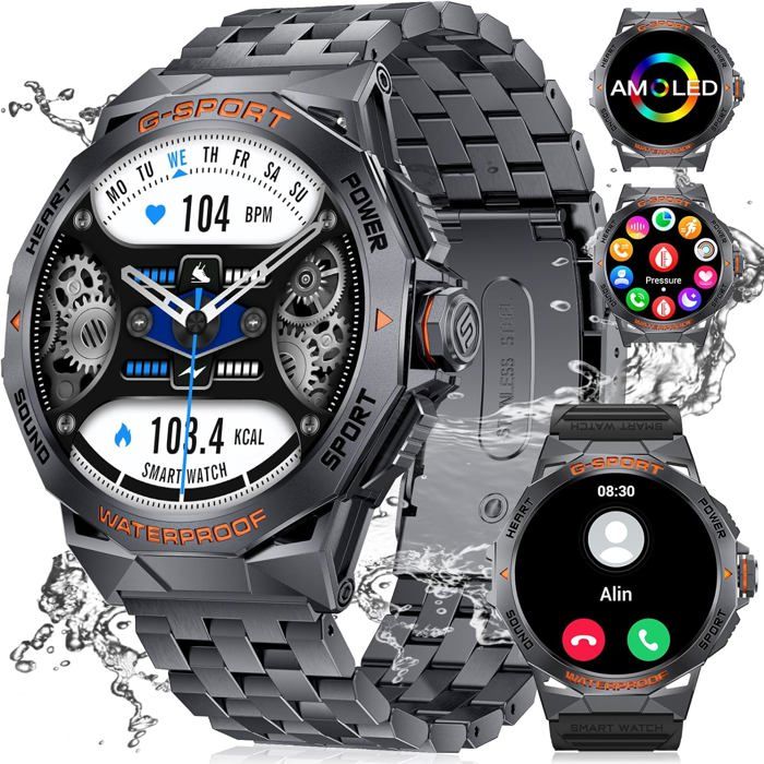 Montre Connectée Femme SUNKTA 1,32" AMOLED – Bluetooth – 2 Bracelets - Montres & Bijoux