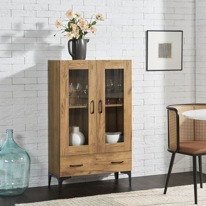 Armoire vitrée Søndersø 115 x 70 x 31 cm effet chêne Armoire vitrée Søndersø 115 x 70 x 31 cm effet chêne