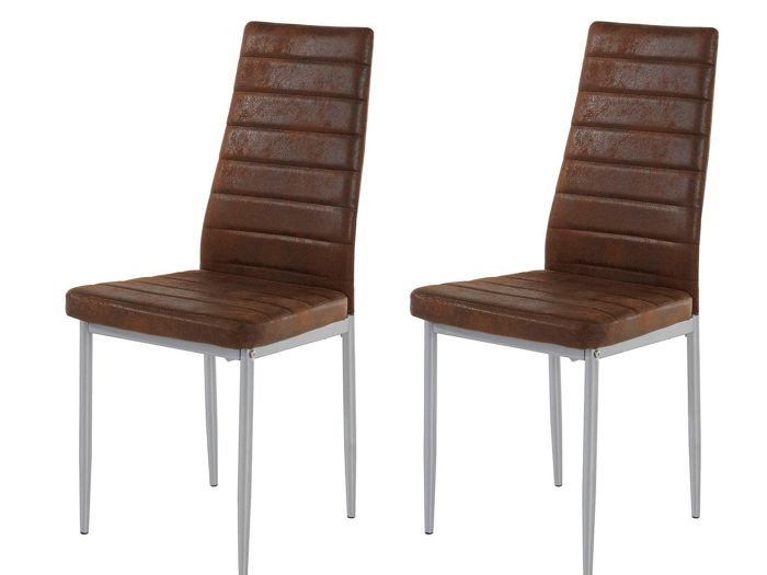 Kate Lot de 2 chaises de salle à manger rembourrées en microfibre marron Kate Lot de 2 chaises de salle à manger rembourrées en microfibre marron