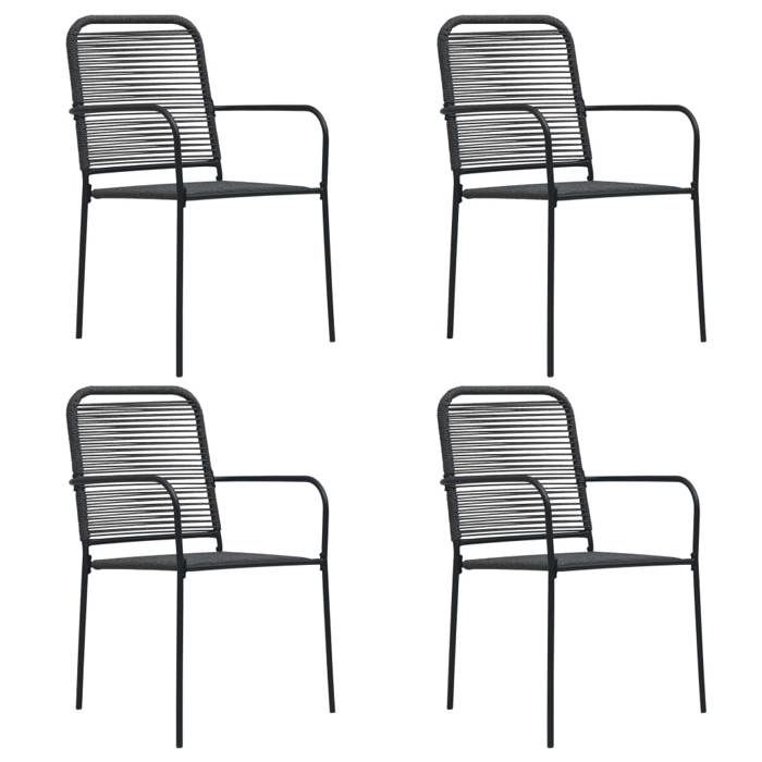 SALE 2025Chaises de jardin - lot de 4 - Fauteuils de Jardin - Corde en coton et acier Noir - 56x53 5x85 5 cm 16 77 Kg 2624