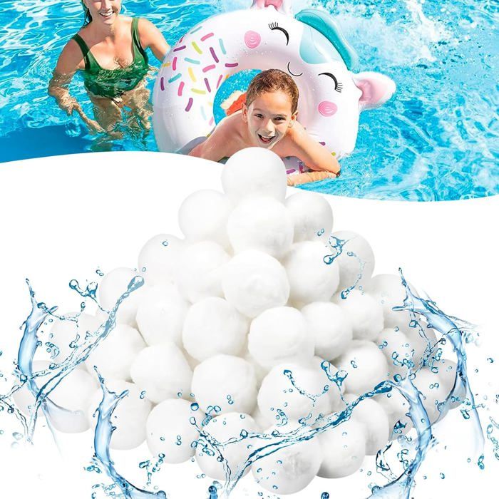 Balles Filtrantes Piscine 1300g - Remplacent 46kg De Sable, Réutilisables, Polyéthylène