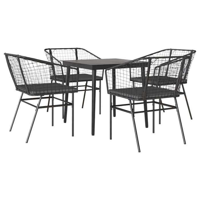 Luxueux Ensemble à manger de jardin et coussins 5 - WINFR - noir rotin verre EU8738
