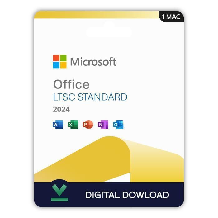 Microsoft Office 2024 Standard (Mac) – Activation Perpétuelle – À télécharger – 1 Mac – Non compatible Windows