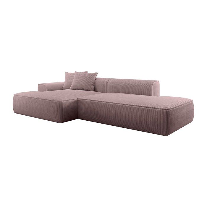 Canapé dangle gauche en velours côtelé mauve ERYNEL