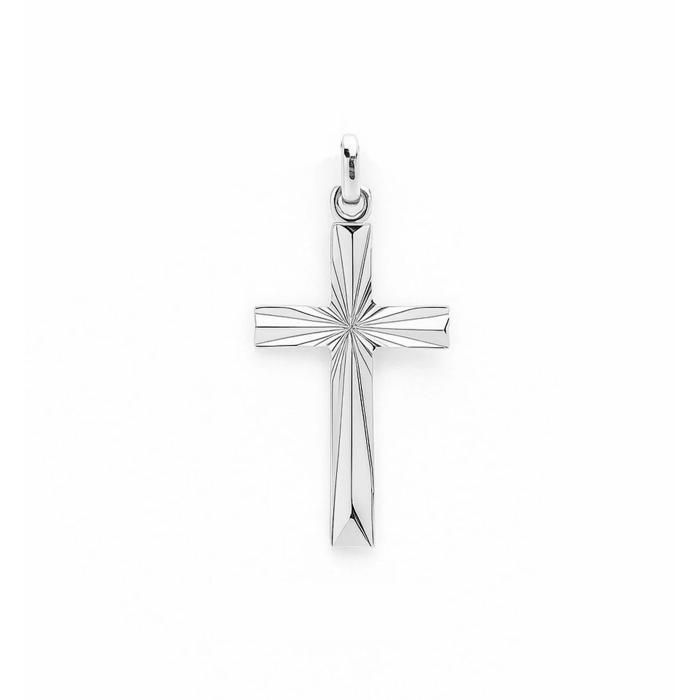 pendentif croix chrétienne ciselée effet soleil en argent 925 massif