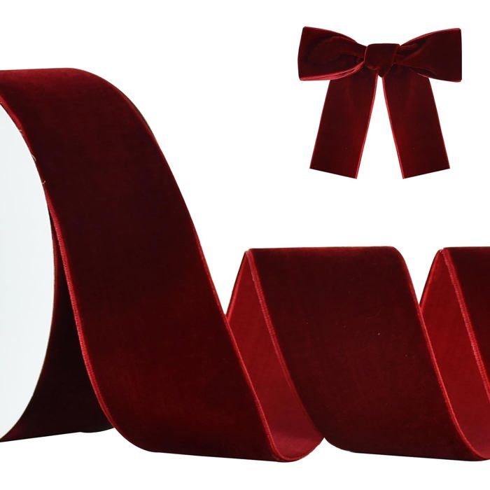 Ruban De Velours Noir De 2,5 Cm De Large Pour Emballage Cadeau, Bobine