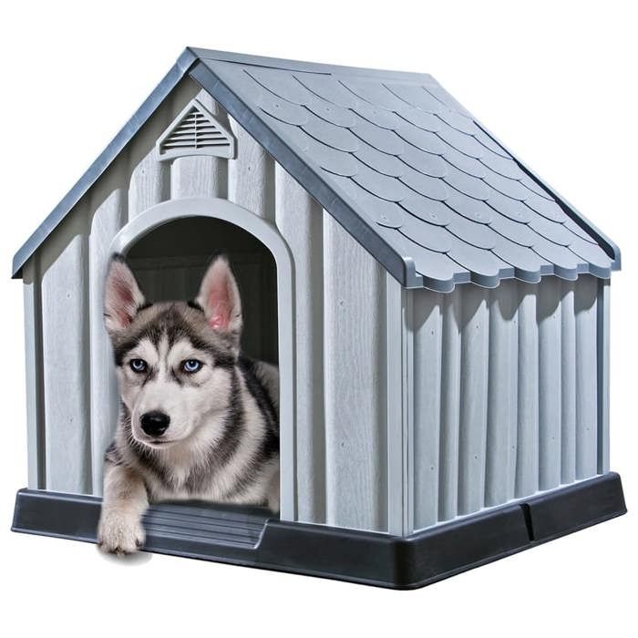 Automne/hiverNiche pour chiens Gris 92x87x91cm Plastique - HAuteur:91cm - Grande Taille &FR_199291