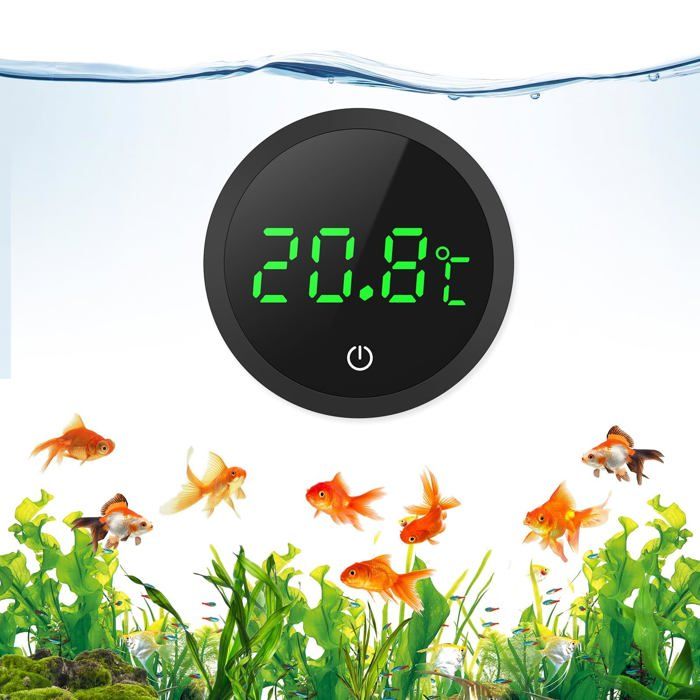 Thermomètre daquarium numérique LCD haute précision (0 1 °C) avec boutons tactiles et pile remplaçable – Noir