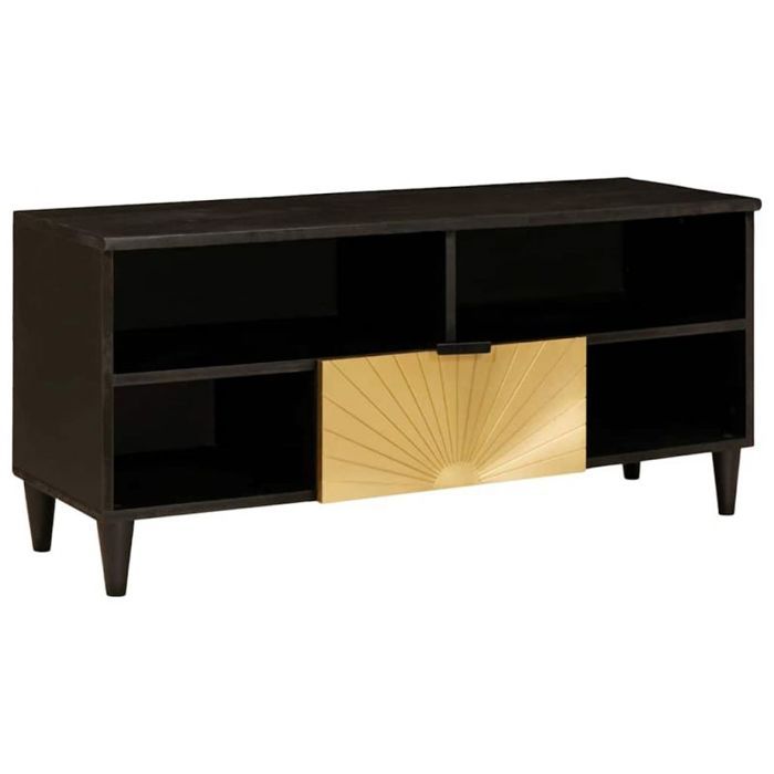 Console Vidaxl Meuble TV Noir et or 100 x 33 x 46 cm Bois dingénierie