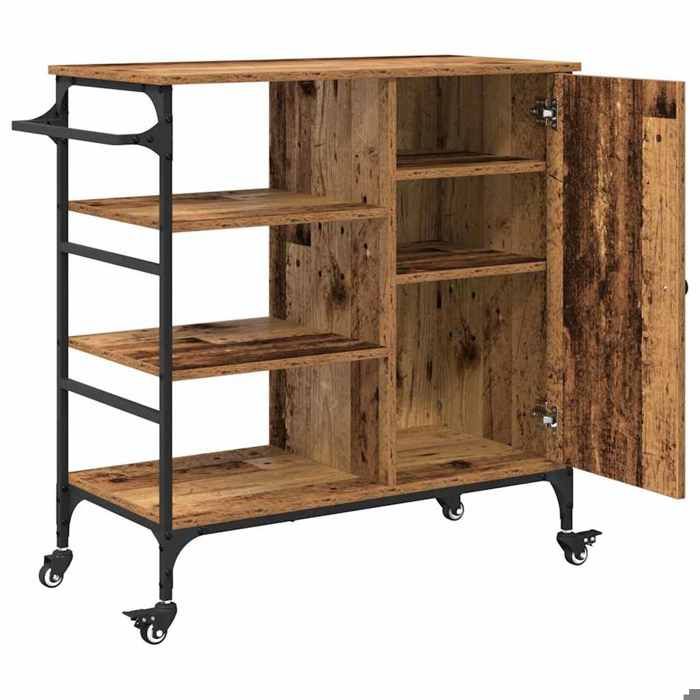 Soldes Printemps Chariot de cuisine - BURKE - Desserte cuisine - Bois ancien 875x385x845 cm DD259