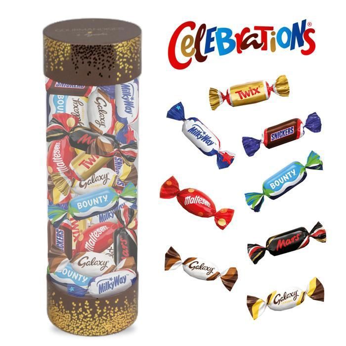 CELEBRATIONS   Assortiment de 30 Bonbons au chocolat   Boîte Cadeau à Offrir – Snickers Twix Mars Maltesers Bounty Galaxy