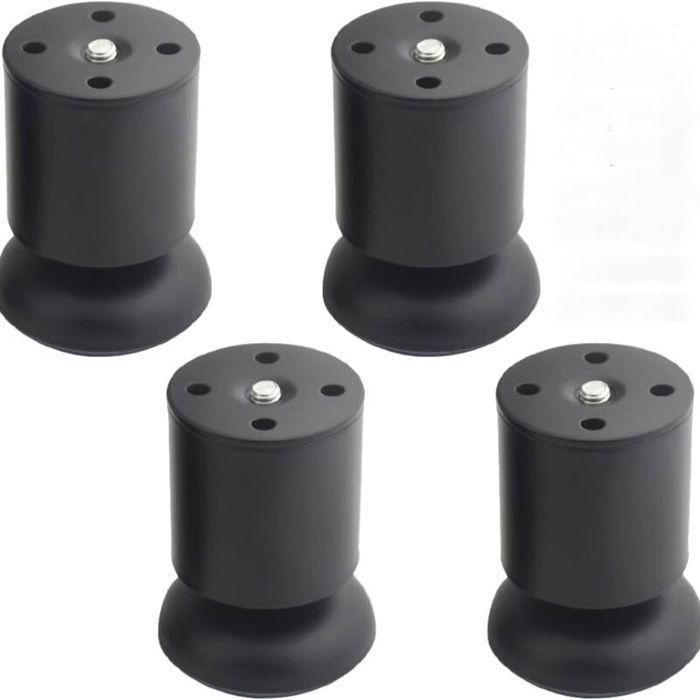 Pieds de meuble réglables - MICHAEL NETWORK TECHNOLOGY - Lot de 4 - Noir - 6 cm hauteur - Acier inoxydable