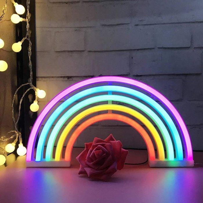 Arc-en-ciel LED enseignes au néon art coloré lampe au néon veilleuses décoration murale intérieure