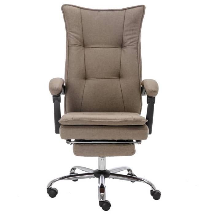 Fauteuil de bureau ergonomique - CLARENCE - Taupe - Tissu polyester - 64x68x113-120 cm - Repose-pied 36x20x7 cm