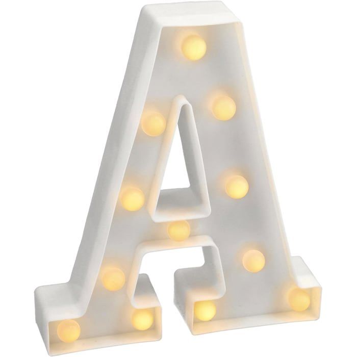 TRAHOO-- Lettres LED avec Lumières Lettre A avec Lumière Chaude pour Décoration et Ambiance Éclairage de Nuit de Chevet An[J166]