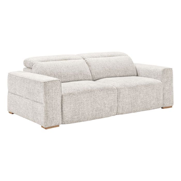 Canapé 3 places assises coulissantes électriques en tissu bouclé gris perle - HAVANA Canapé 3 places assises coulissantes électriques en tissu bouclé gris perle - HAVANA